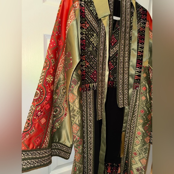 Elegant Multicolor Long Sleeve Dress luxury Palestinian Thobe - Picture 4 of 9